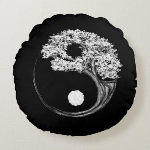 Yin Yang Tree Round Pillow