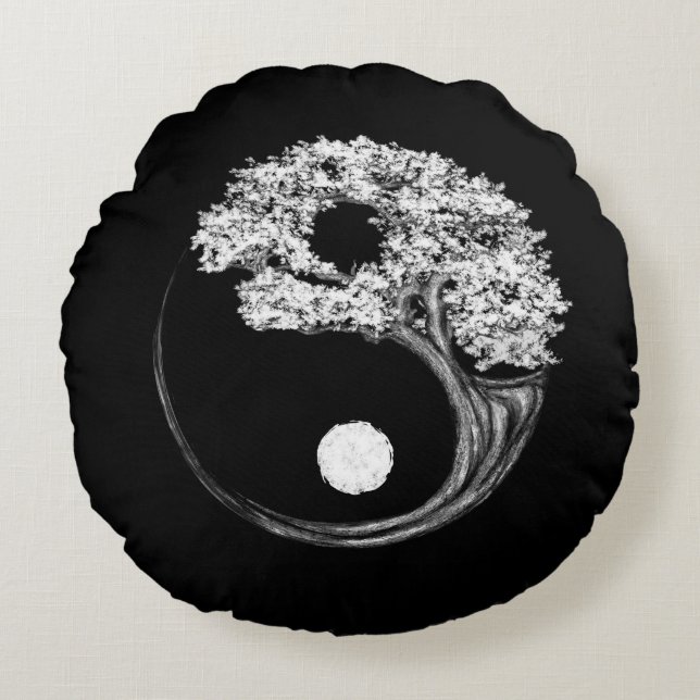 Yin Yang Tree Round Pillow (Front)