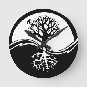 Yin & Yang Trees Round Clock