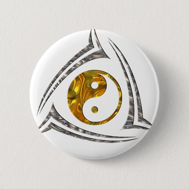 Yin & Yang / Tribal - gold silver 2 Inch Round Button (Front)
