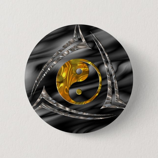 Yin & Yang / Tribal - gold silver 2 Inch Round Button (Front)