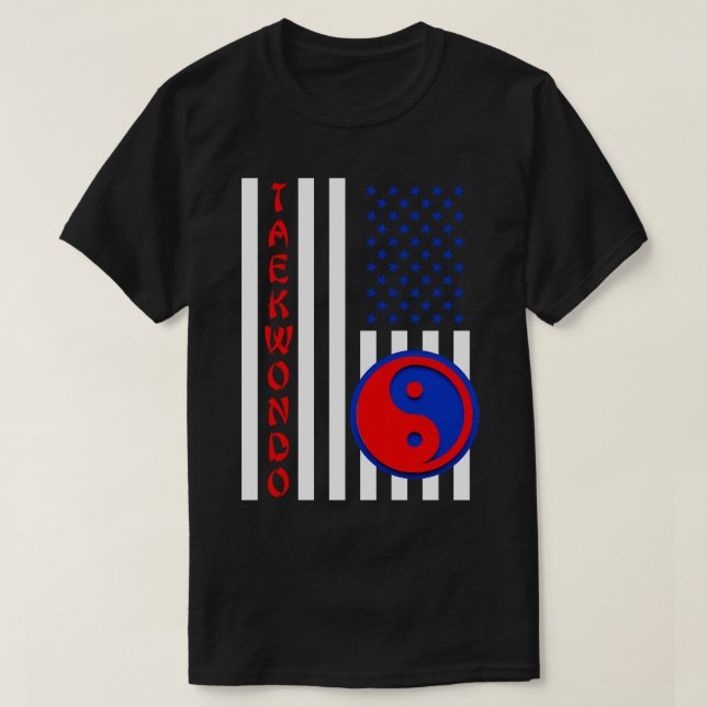 Yin Yang USA Flag Taekwondo T-Shirt (Design Front)