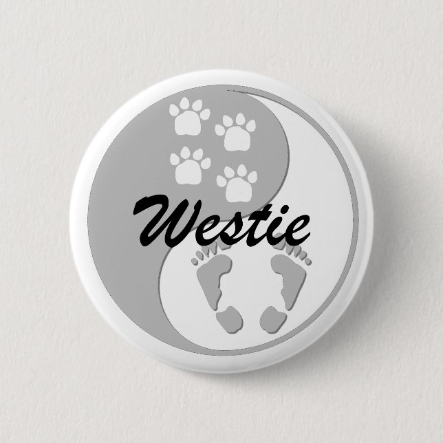 yin yang westie 2 inch round button (Front)
