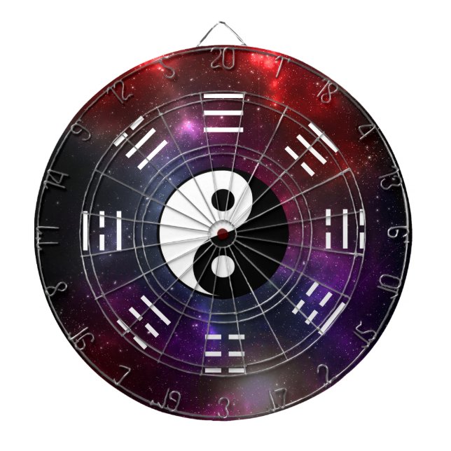 Yin Yang with Bagua Trigram Symbols I-Ching Dartboard (Front)