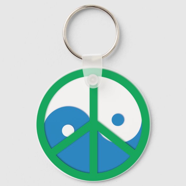 Yin-Yang with Peace sign Keychain (Front)