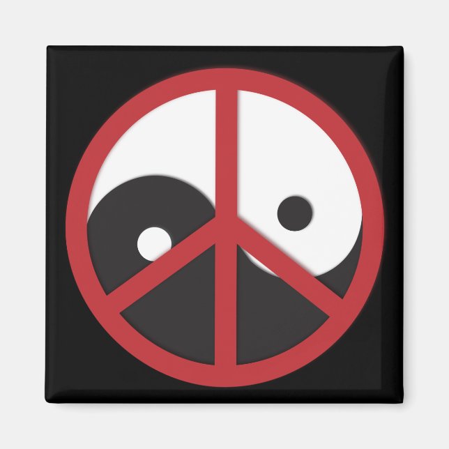 Yin-Yang with Peace sign - red Magnet (Front)