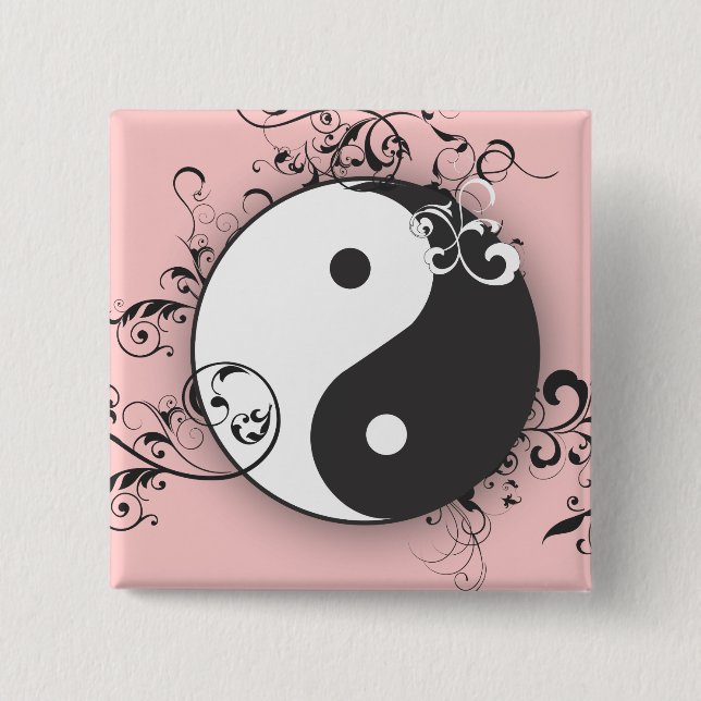 Yin-Yang with scrolling 2 Inch Square Button (Front)
