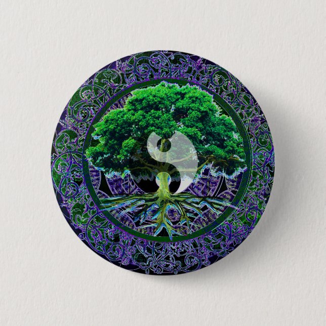 Yin Yang with Tree of Life 2 Inch Round Button (Front)