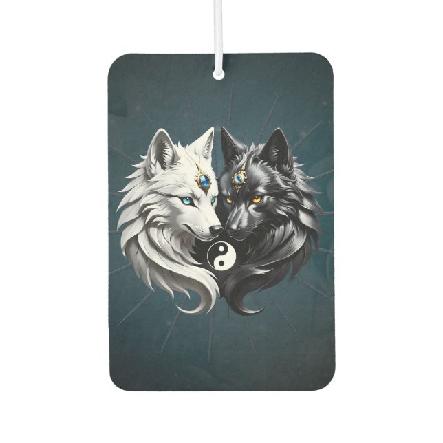 Yin Yang Wolves.  Air Freshener (Front)