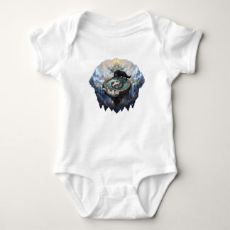 Yin Yang Wolves Cosmic Galaxy Fantasy Floating  Baby Bodysuit