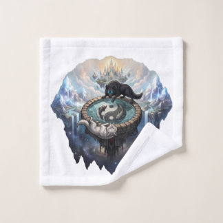 Yin Yang Wolves Cosmic Galaxy Fantasy Floating  Bath Towel Set