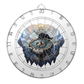 Yin Yang Wolves Cosmic Galaxy Fantasy Floating  Dartboard