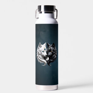 Yin Yang Wolves.  Water Bottle