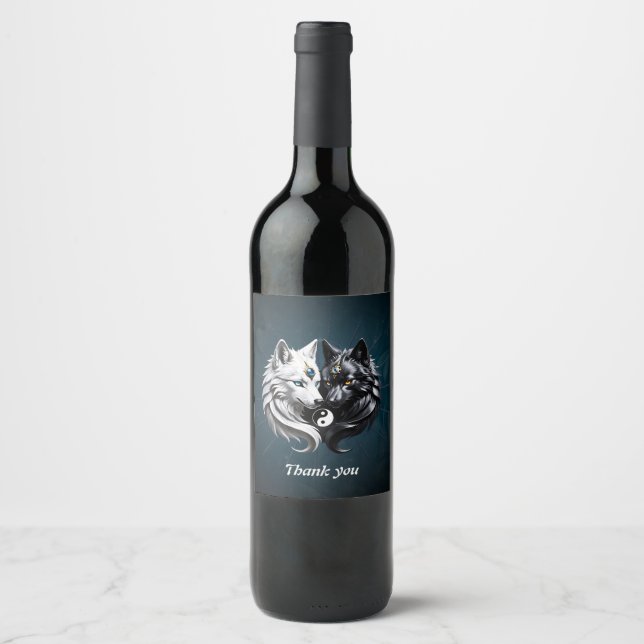 Yin Yang Wolves.  Wine Label (Front)