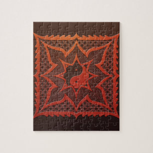 Yin Yang Woodcut Mandala Jigsaw Puzzle