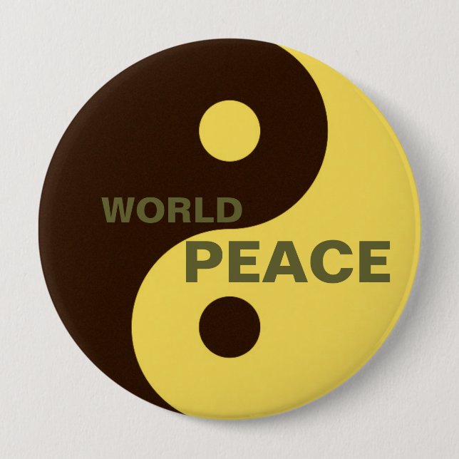 yin yang world peace 4 inch round button (Front)