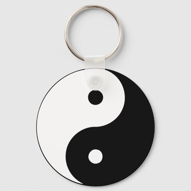 Yin Yang Ying Taoism Sign Chinese Taijitu Black Keychain (Front)