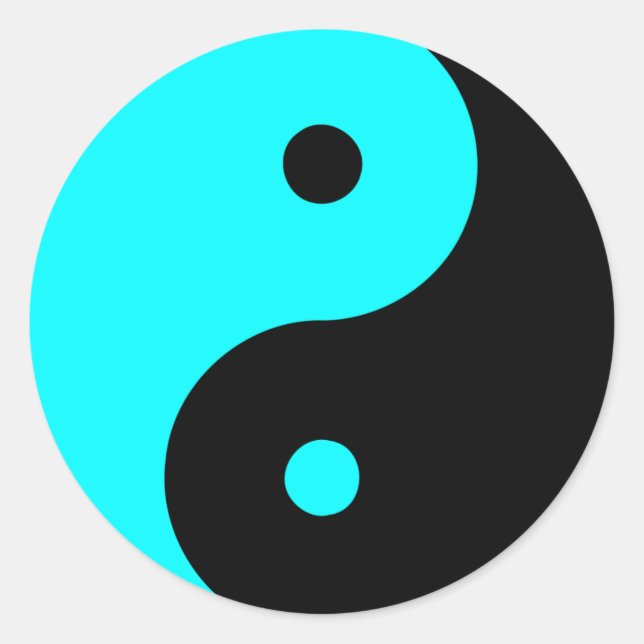 Yin Yang Ying Taoism Sign Chinese Taijitu Blue Classic Round Sticker (Front)