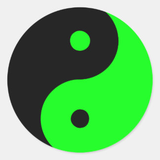 Yin Yang Ying Taoism Sign Chinese Taijitu Green Classic Round Sticker