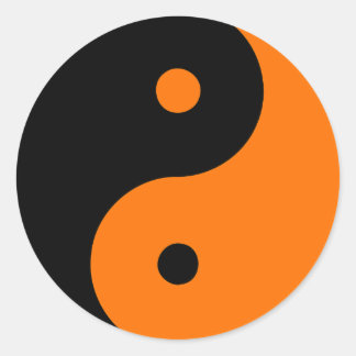 Yin Yang Ying Taoism Sign Chinese Taijitu Orange Classic Round Sticker