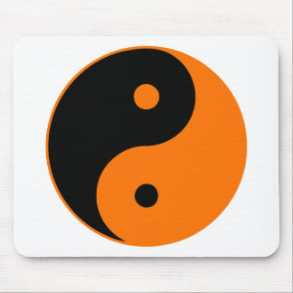 Yin Yang Ying Taoism Sign Chinese Taijitu Orange Mouse Pad