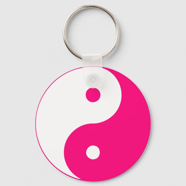 Yin Yang Ying Taoism Sign Chinese Taijitu Pink Keychain (Front)