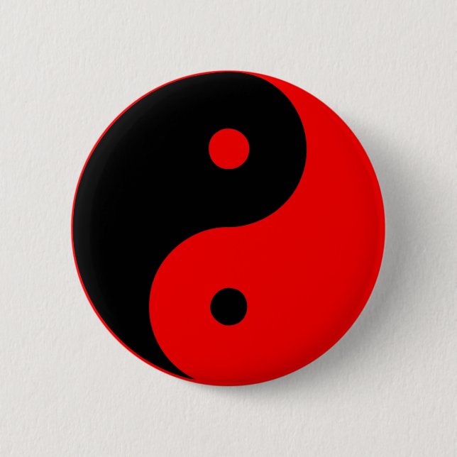 Yin Yang Ying Taoism Sign Chinese Taijitu Red 2 Inch Round Button (Front)