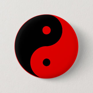 Yin Yang Ying Taoism Sign Chinese Taijitu Red 2 Inch Round Button