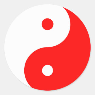 Yin Yang Ying Taoism Sign Chinese Taijitu Red Classic Round Sticker