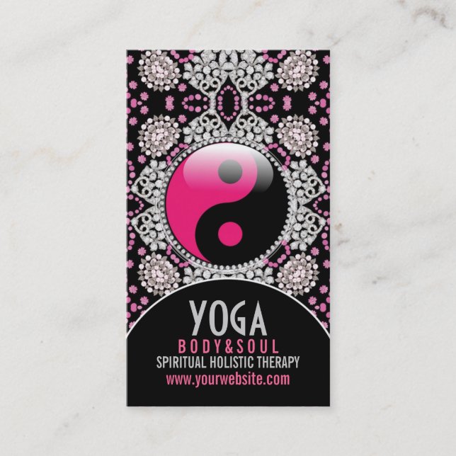 Yin Yang Yoga noir rose Cartes de visite de l'équi (Devant)