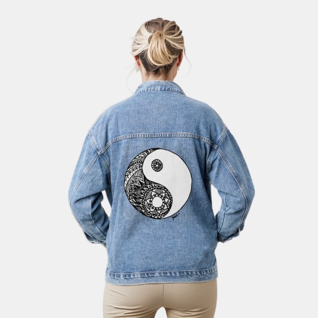 Yin Yang Zen Art Denim Jacket (Model)