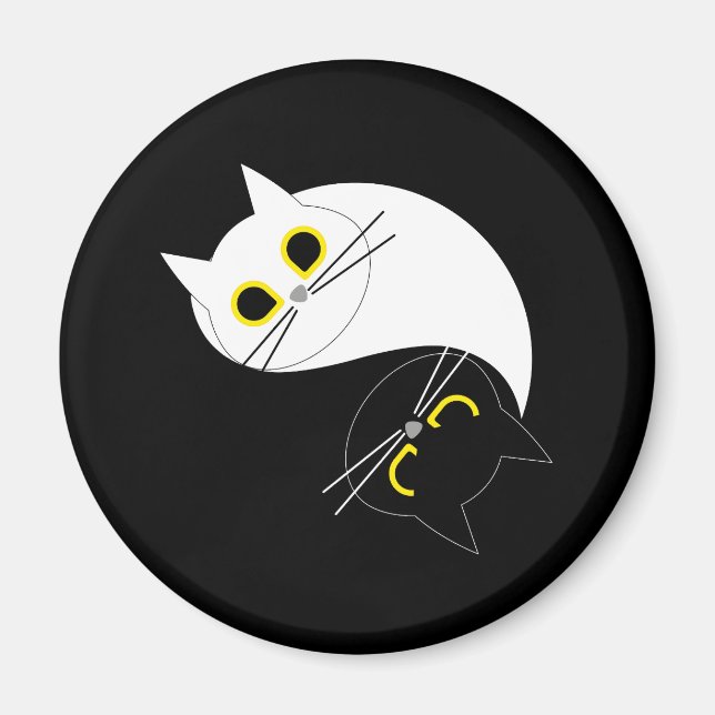 YIN YANG Zen Cat Magnet (Devant)