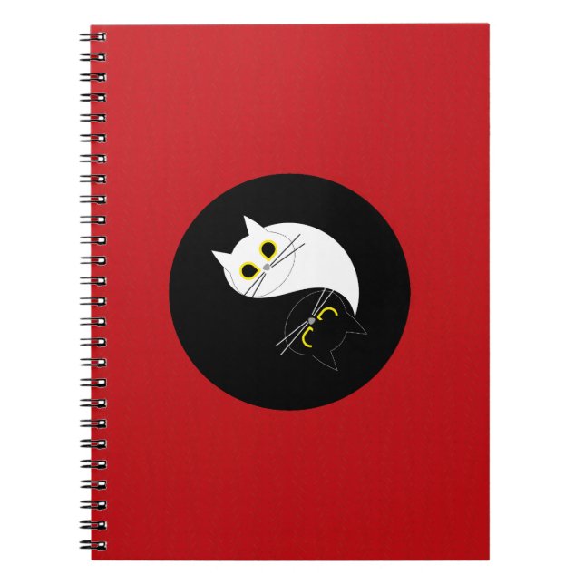Yin Yang Zen Cat Spiral Notebook (Front)