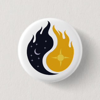ying and yang 1 inch round button