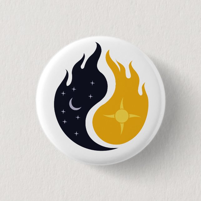 ying and yang 1 inch round button (Front)