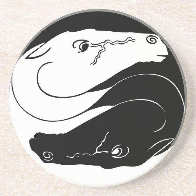ying and yang horses sandstone coaster (Front)