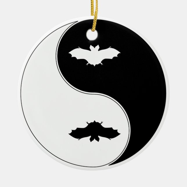 Ying Yang Bat Ceramic Ornament (Front)