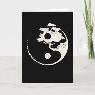Ying Yang Bonsai Tree Enso Circle Zen Card