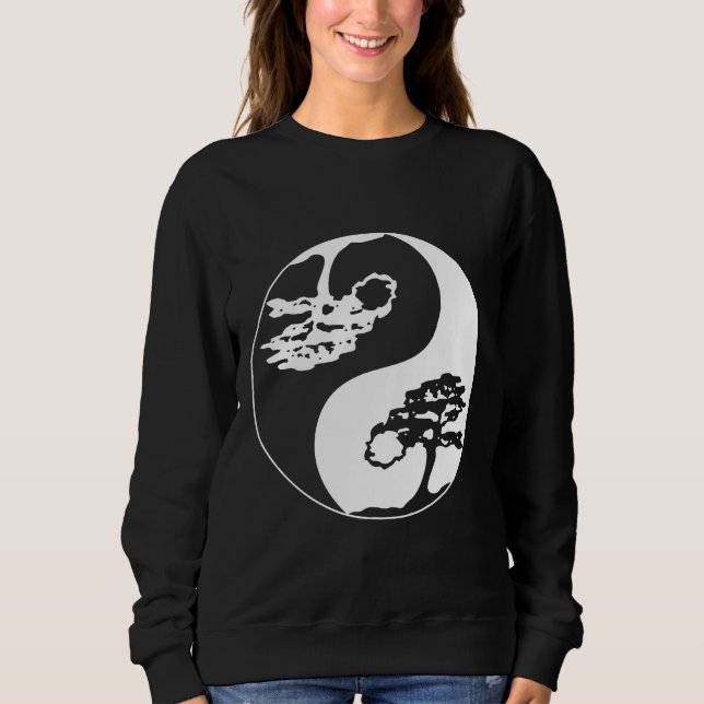 Ying Yang Bonsai Tree Philosophy  - Light & Dark Sweatshirt (Front)