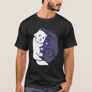 Ying Yang Cat Black And White Cute T-Shirt