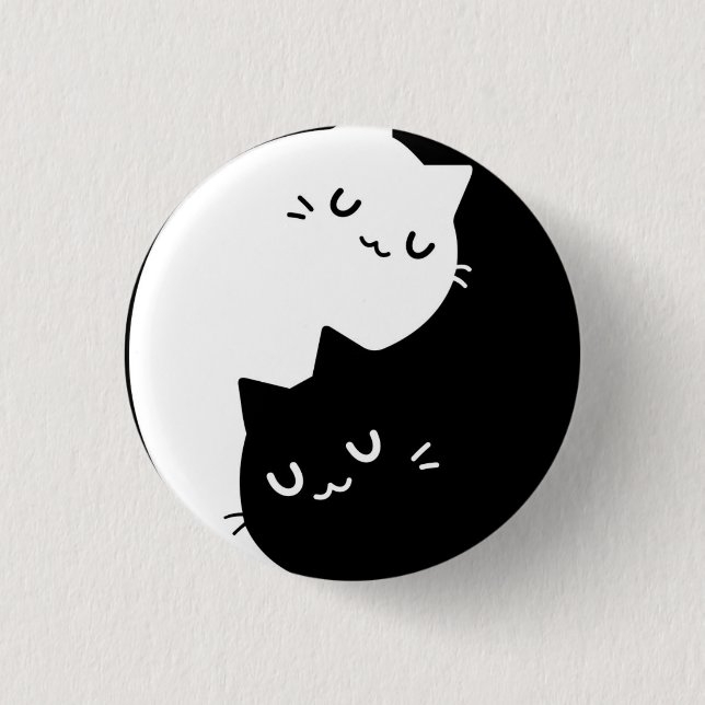 Ying Yang Cats 1 Inch Round Button (Front)