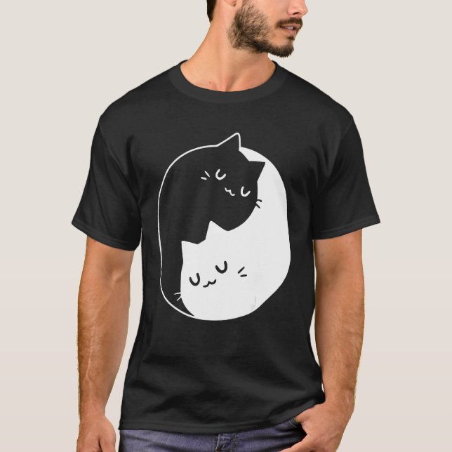 Ying Yang Cats Cat T-Shirt Tee 1 (Front)