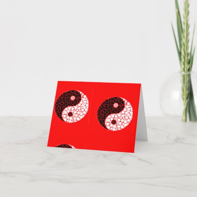 Ying yang circles on red card (Front)