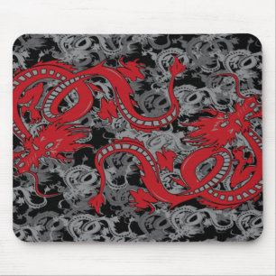 Ying Yang Dragon oin Red - Chinese New Year Mouse Pad