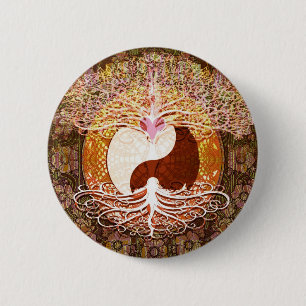 Ying Yang Heart Tree of Life 2 Inch Round Button