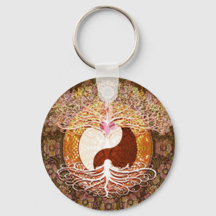 Ying Yang Heart Tree of Life Keychain