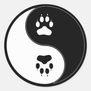 Ying Yang Paw Print Classic Round Sticker