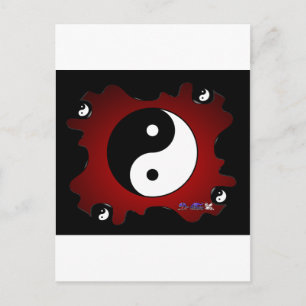 YING YANG RED BACKGROUND PRODUCTS POSTCARD