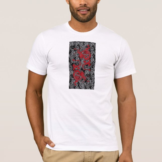 Ying Yang Red Dragons T-Shirt (Front)