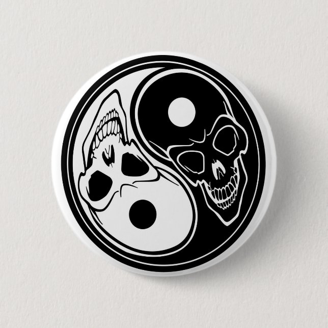 ying yang skull vector 2 inch round button (Front)
